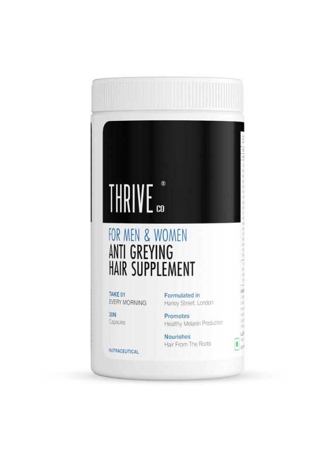 ThriveCo Anti Greying Hair Supplement | Delays Premature Greying | Restores Natural Hair Pigment | Nourishes Hair | For Men and Women | 100% Drug-Free, Multi vitamin Capsules | 30 Capsules 100g - Image 4